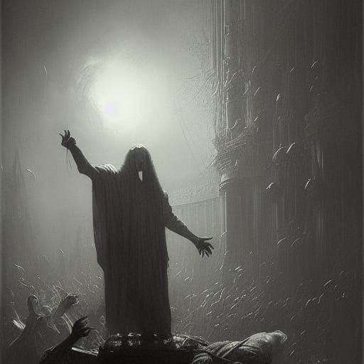 Horror Scene in Gustave Doré Style
