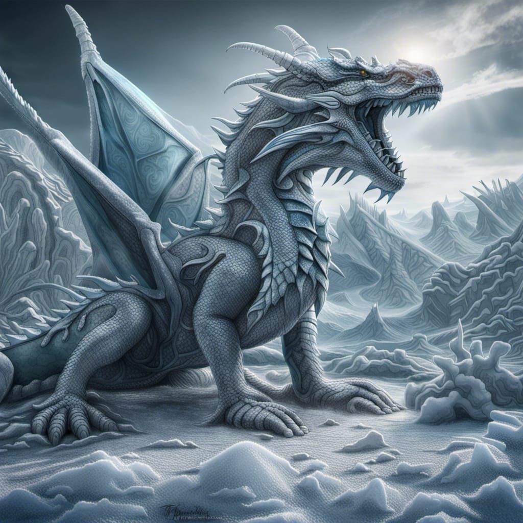 Detailed Frost Dragon on Frozen Alien World