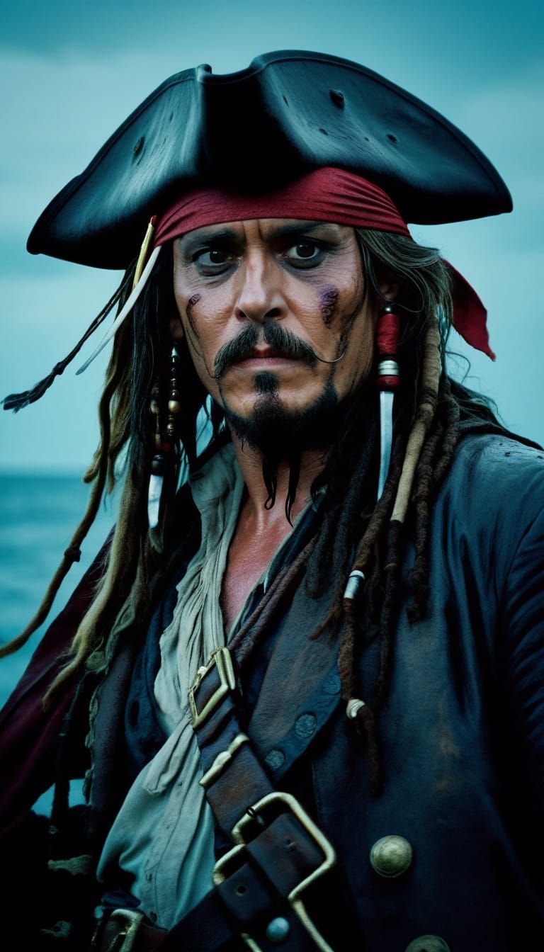 Pirate Captain Stepping Ashore in Dramatic Cinematic Style
