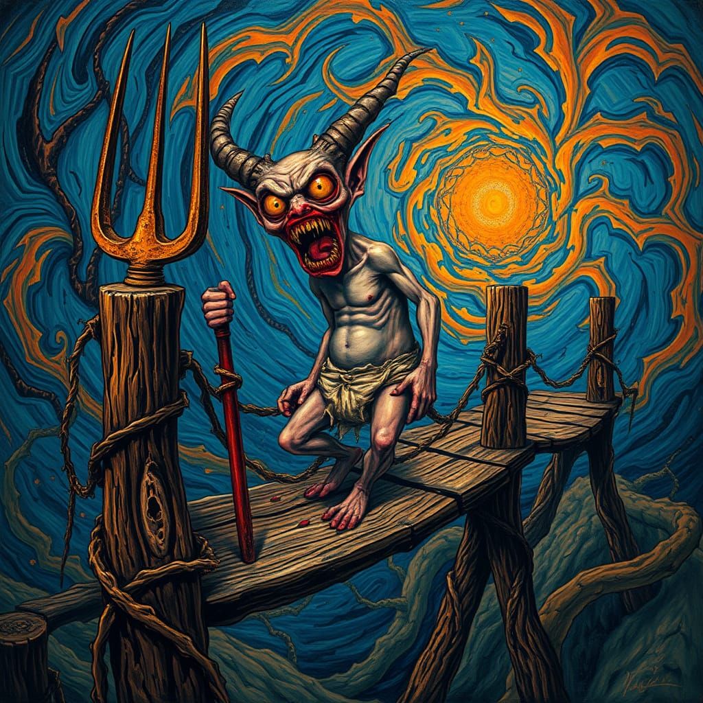 An intensely emotive anthropomorphic screaming demon   weari...