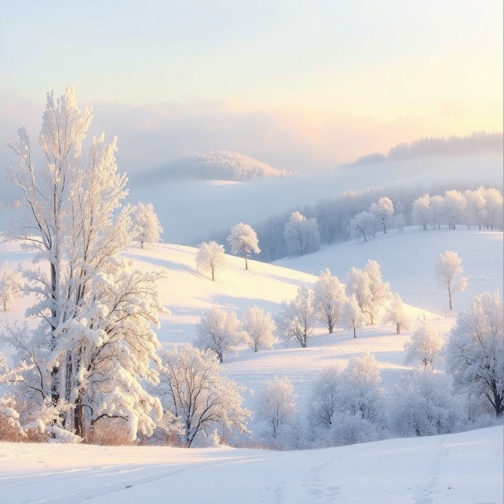 Serene Winter Landscape in Rustic Realism Style