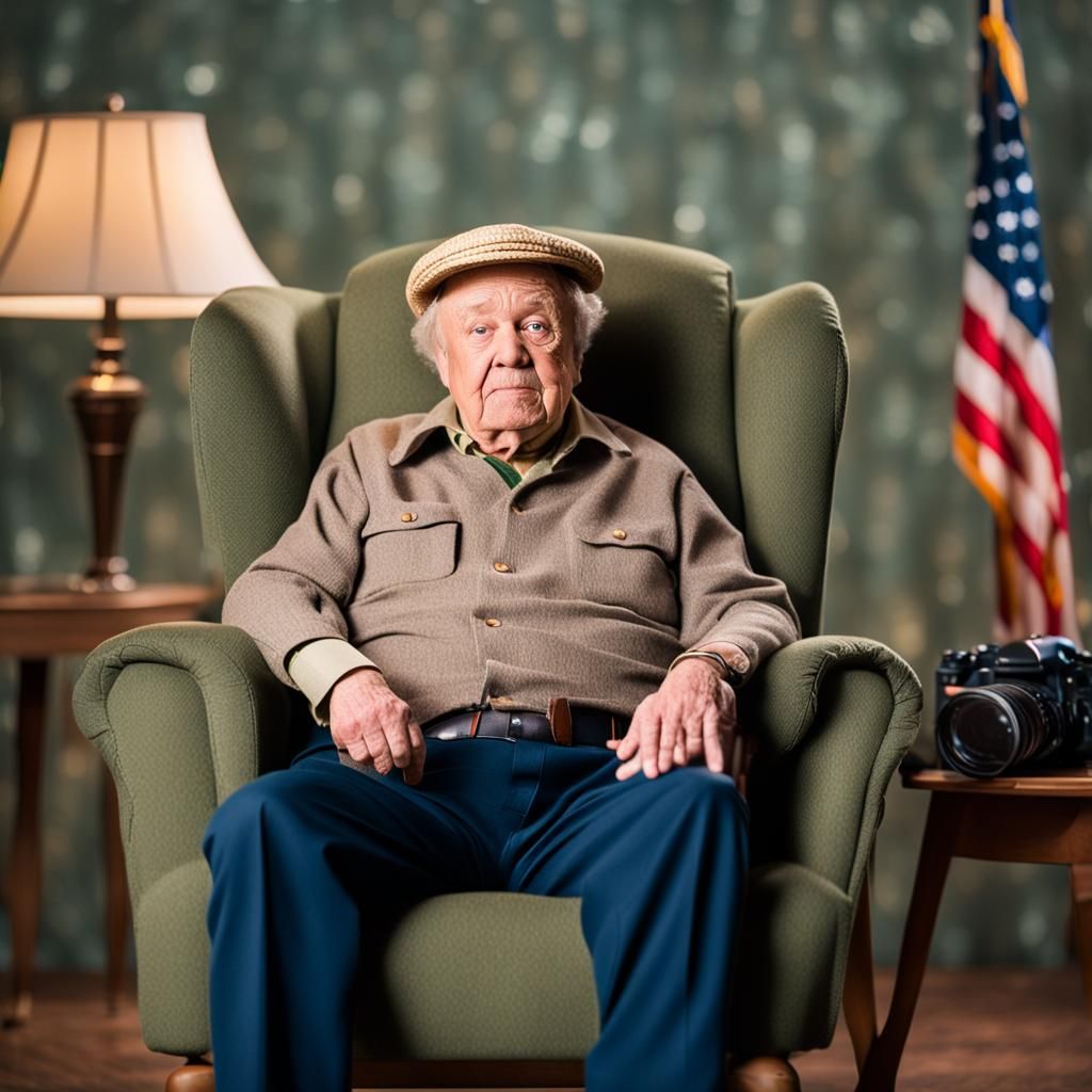 Realistic Photograph of Man Sitting in Chair