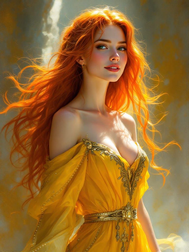 Norse Goddess Sol in Oil Painting Style