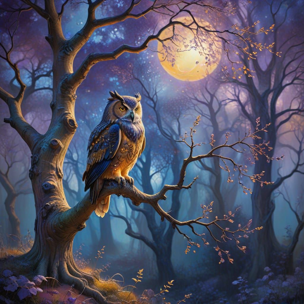 Ethereal Ancient Tree Landscape in Vibrant Expressionist Sty...