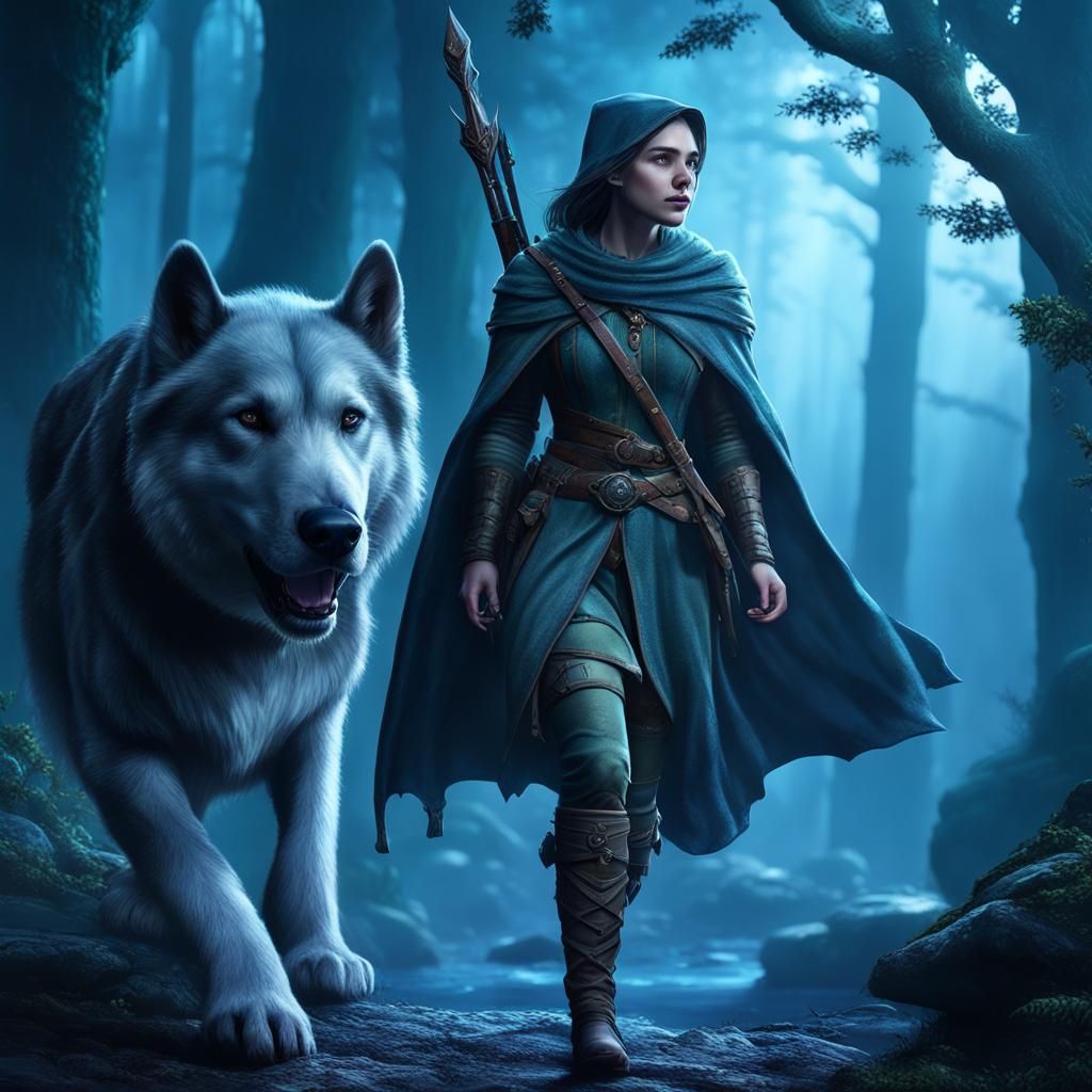 Elven Ranger with Dire wolf