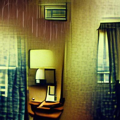 Rainy Day Hotel Room: Isolation in Muted Tones