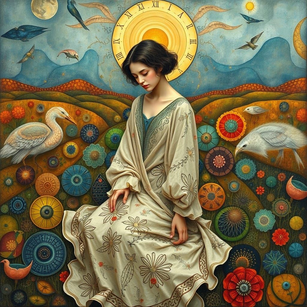 Ethereal Figure in Cosmic Landscape