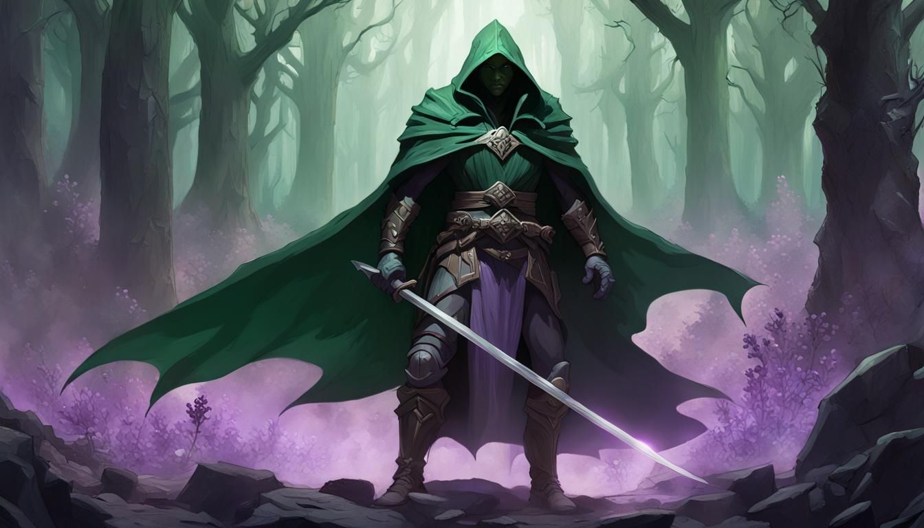 Drizzt Do'Urden Battle Scene in Dark Fantasy Style