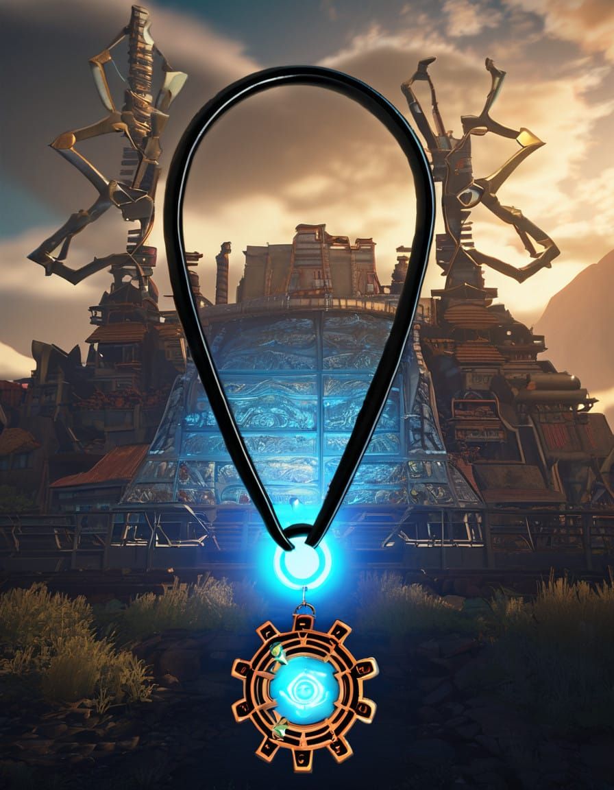 Ethereal Fantasy Amulet Shines in Dark Mystical Energies