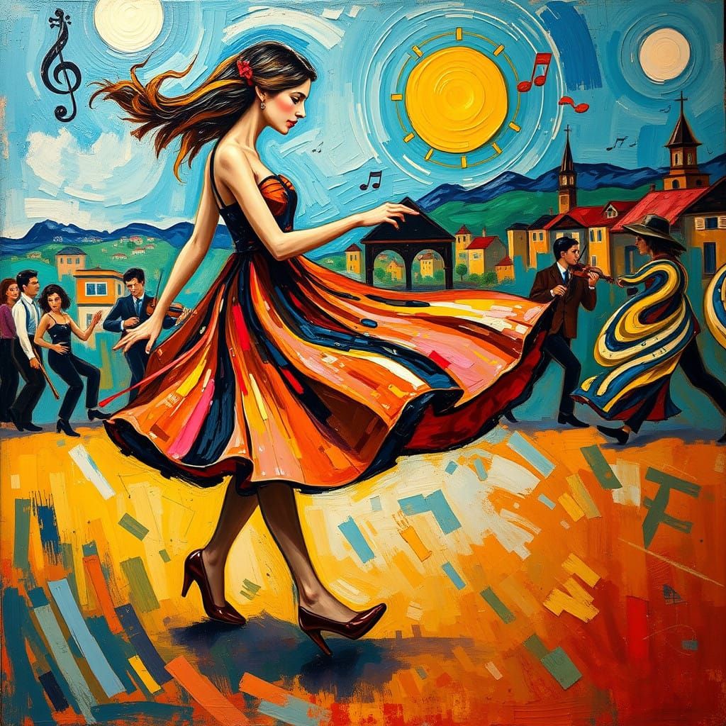 Vibrant Neo-Expressionist Oil Painting of a Young Woman in M...