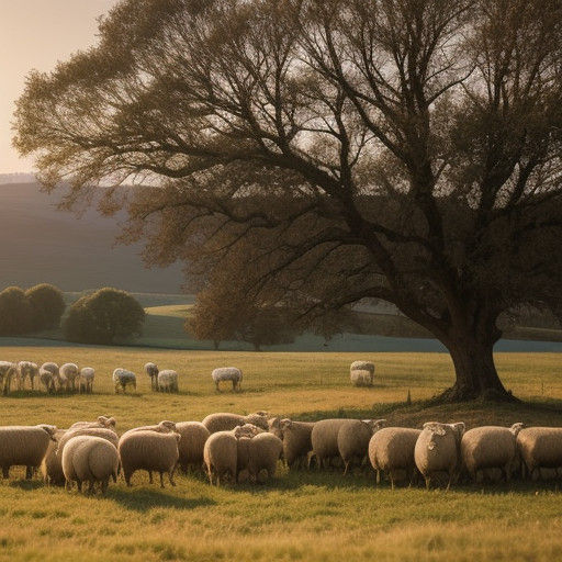 Sheep in a Golden Meadow