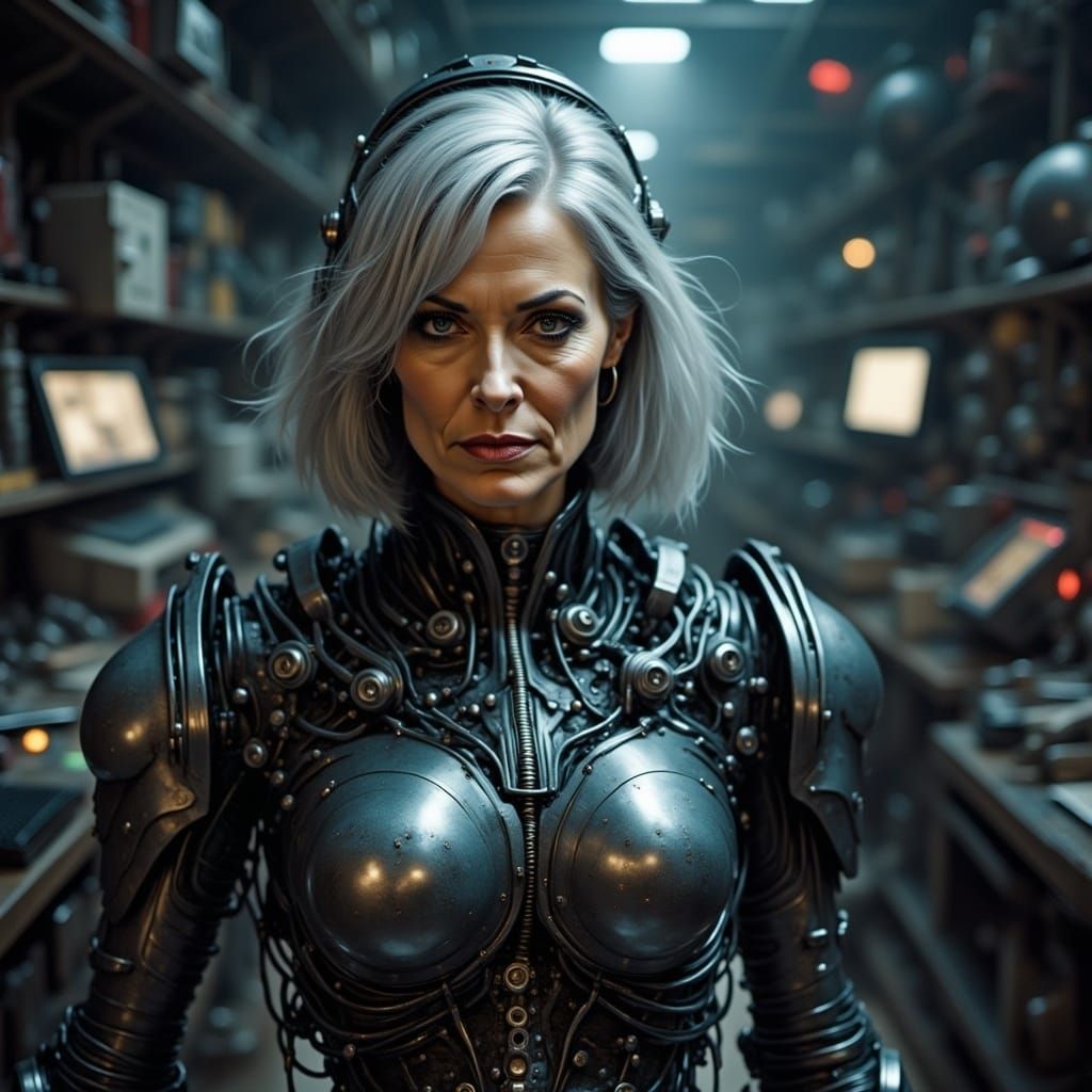 Elderly Woman in Industrial Robotic Suit Reveals Wisdom and....