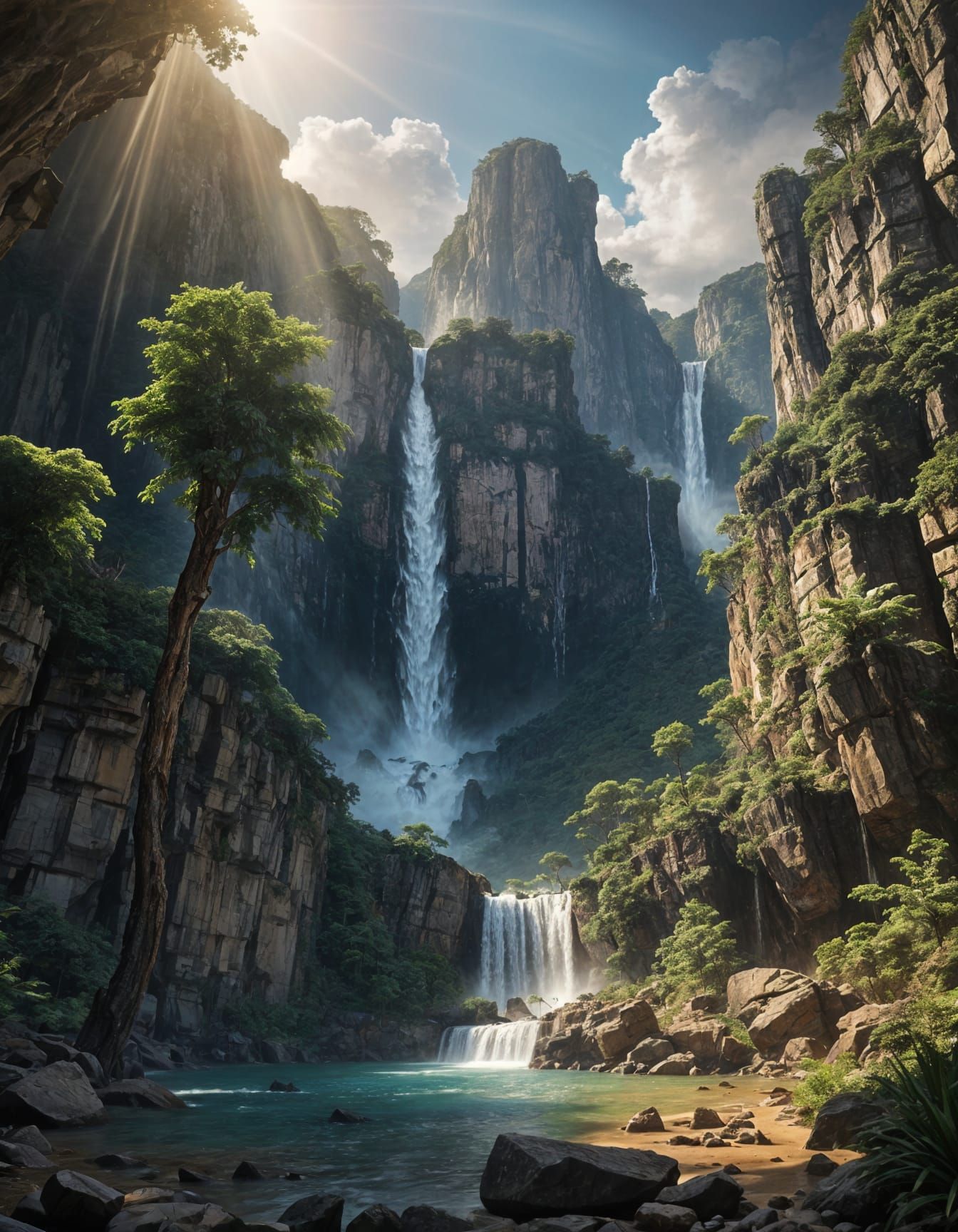 Epic Venezuela Falls in a Fantasy Realm