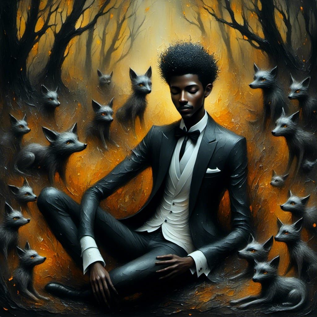 Surreal Portrait: Dog in Mystical Bollywood Forest