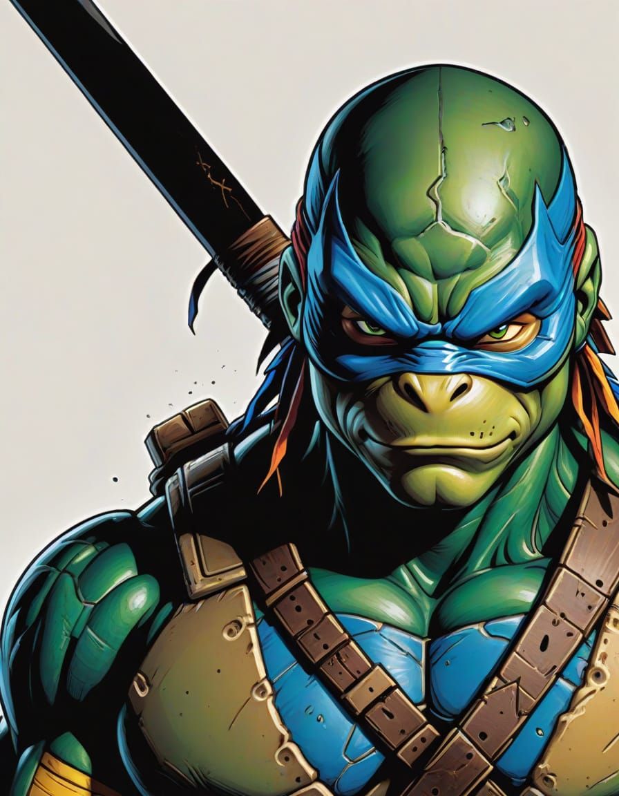 Teenage Mutant Ninja Turtle Leonardo in High-Contrast Comic ...