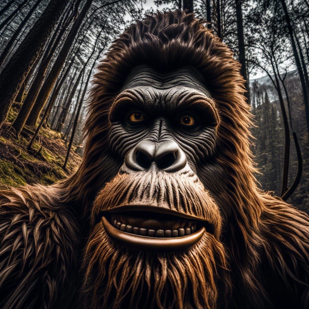 Bigfoot Selfie in Appalachia: Hyperrealistic Image