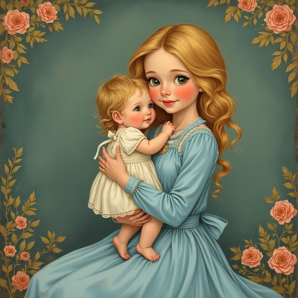 Joyful European Mother Holds Child in Arms for Mother's Day