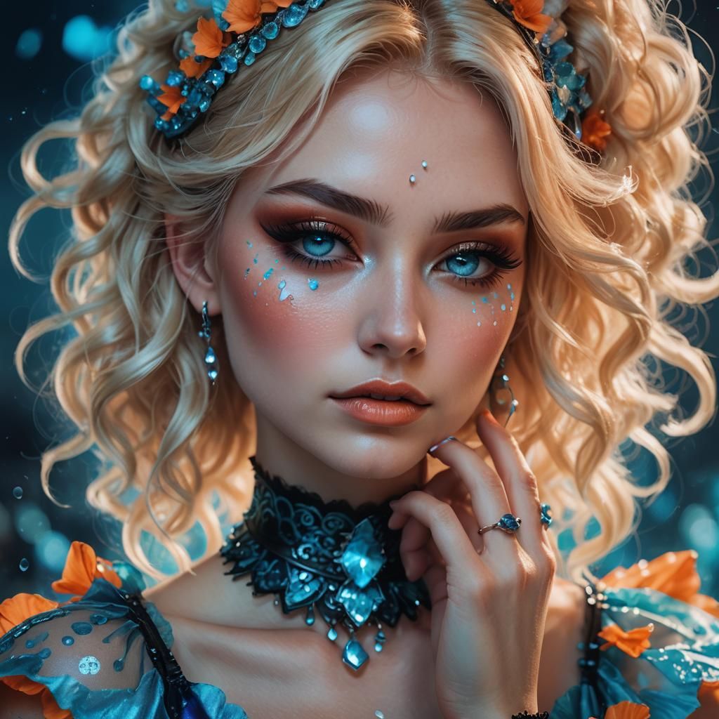 Fantasy Portrait of a Girl with Blue Dress