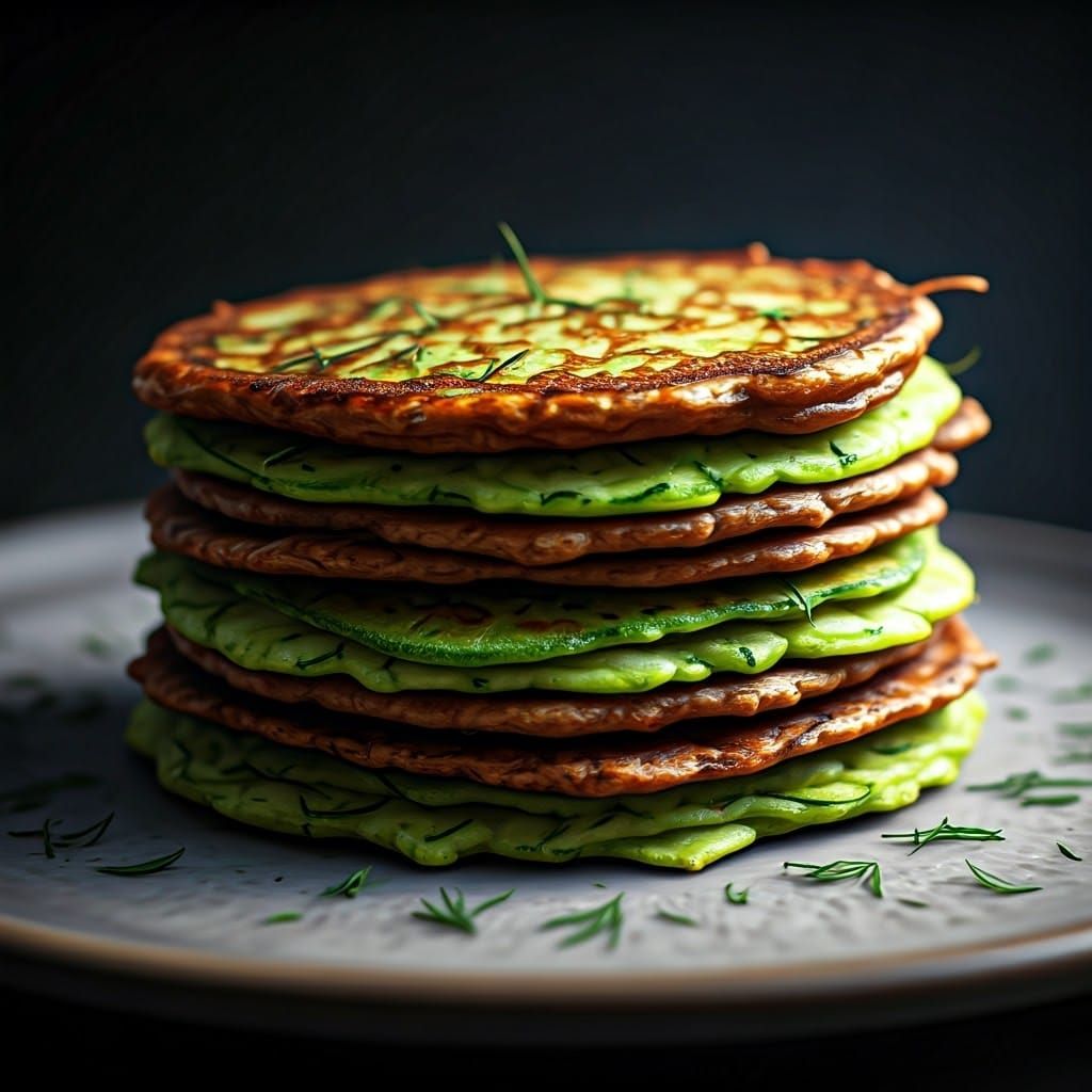 Golden Zucchini Pancakes: Detailed Matte Painting
