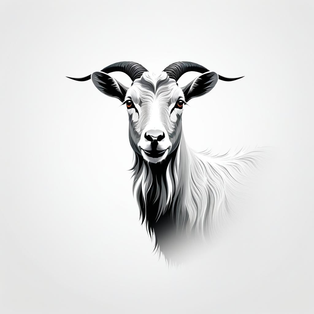 Mystic Goat: Abstract Minimalist Monochrome Art