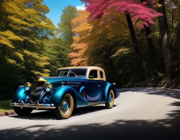 Classic Cars Chase on Autumn Mountain Highway