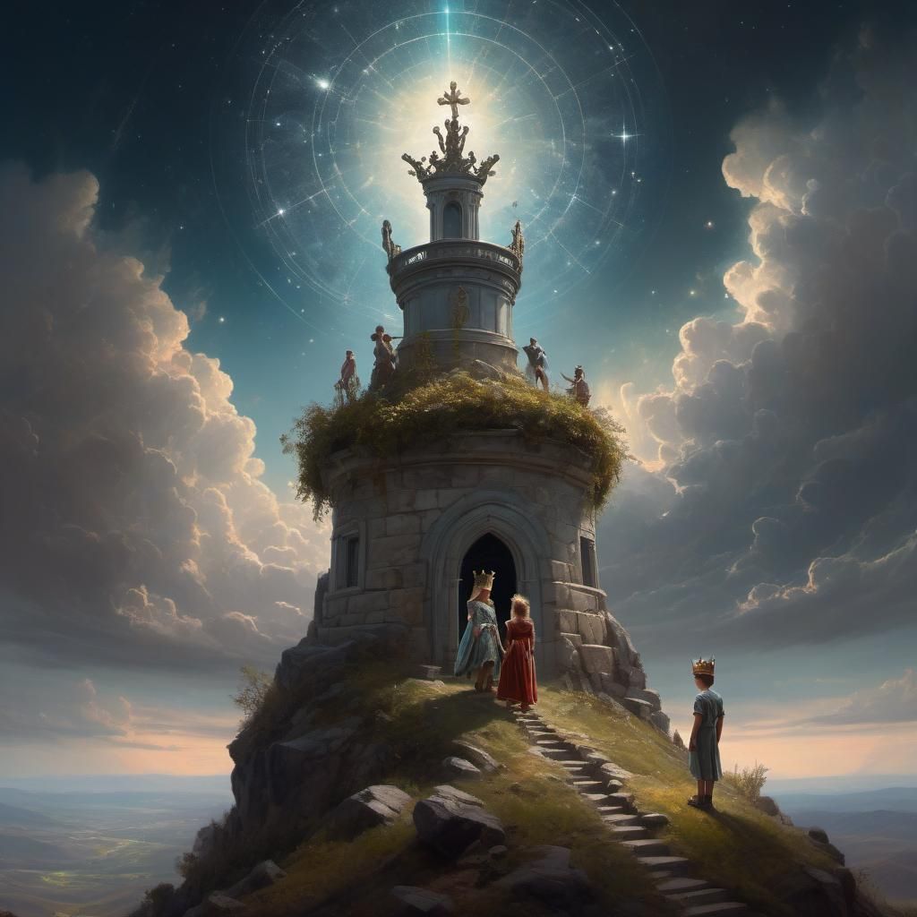 Jack and Jill Guard the Well: Hyperrealistic Illustration