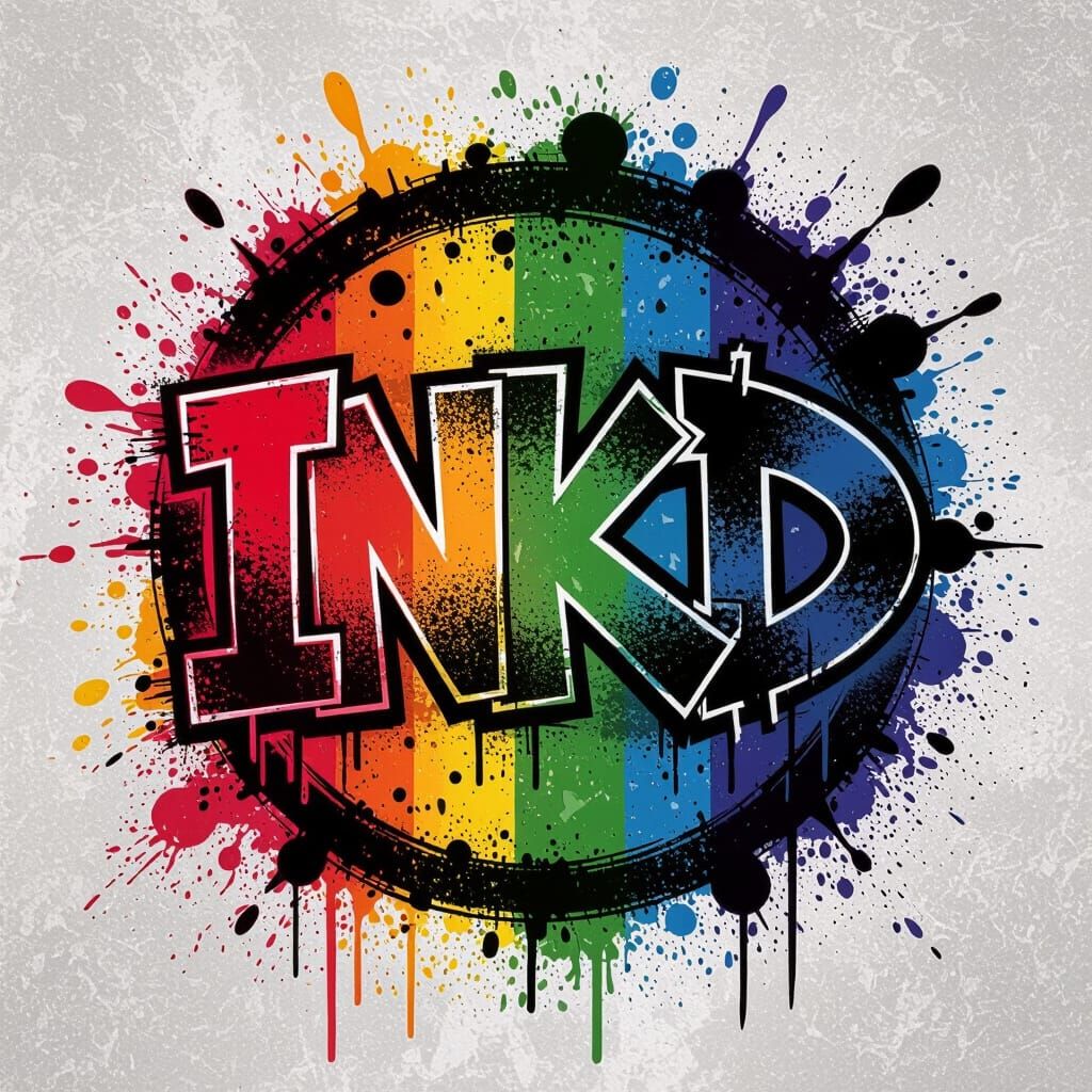 Graffiti Style "INKD" Logo with Bold Colors