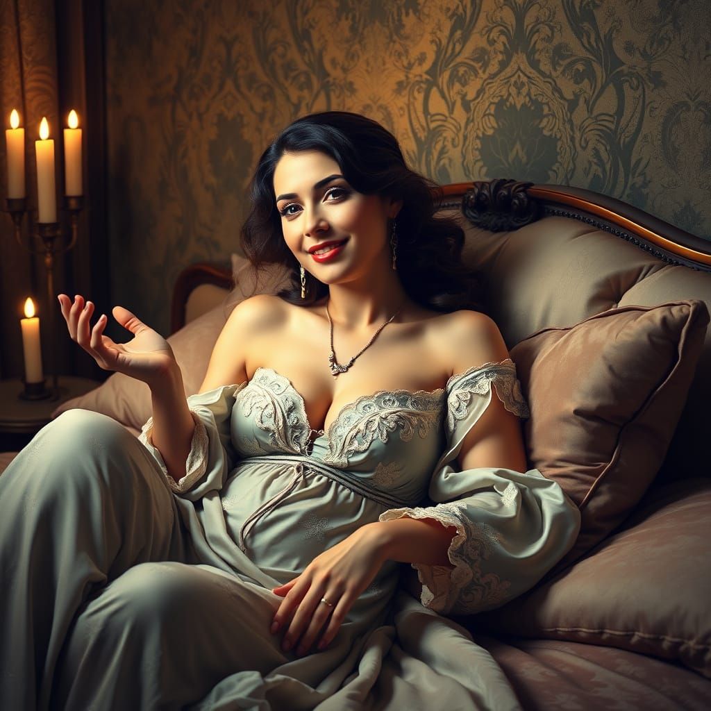 Elegant Woman in Art Nouveau Style