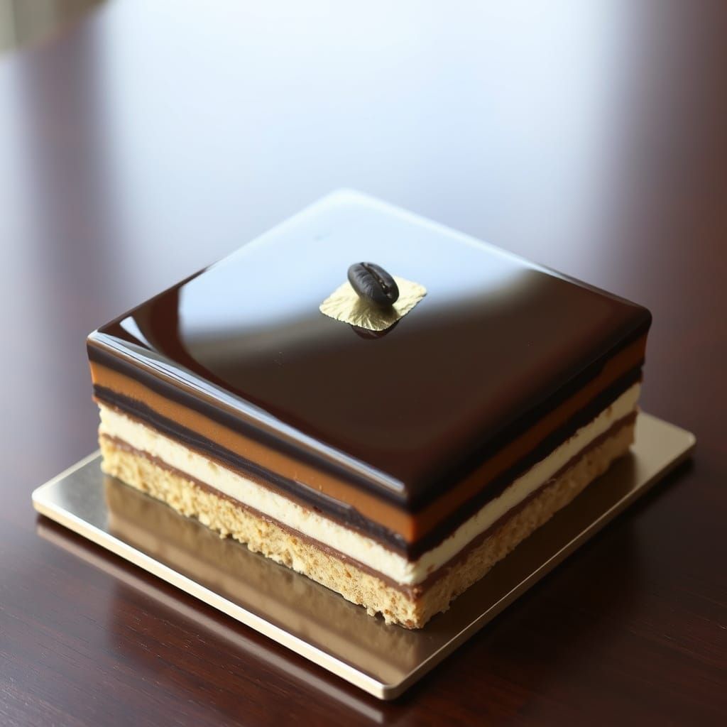 Luxurious Opéra Cake in Edible Gold Leaf