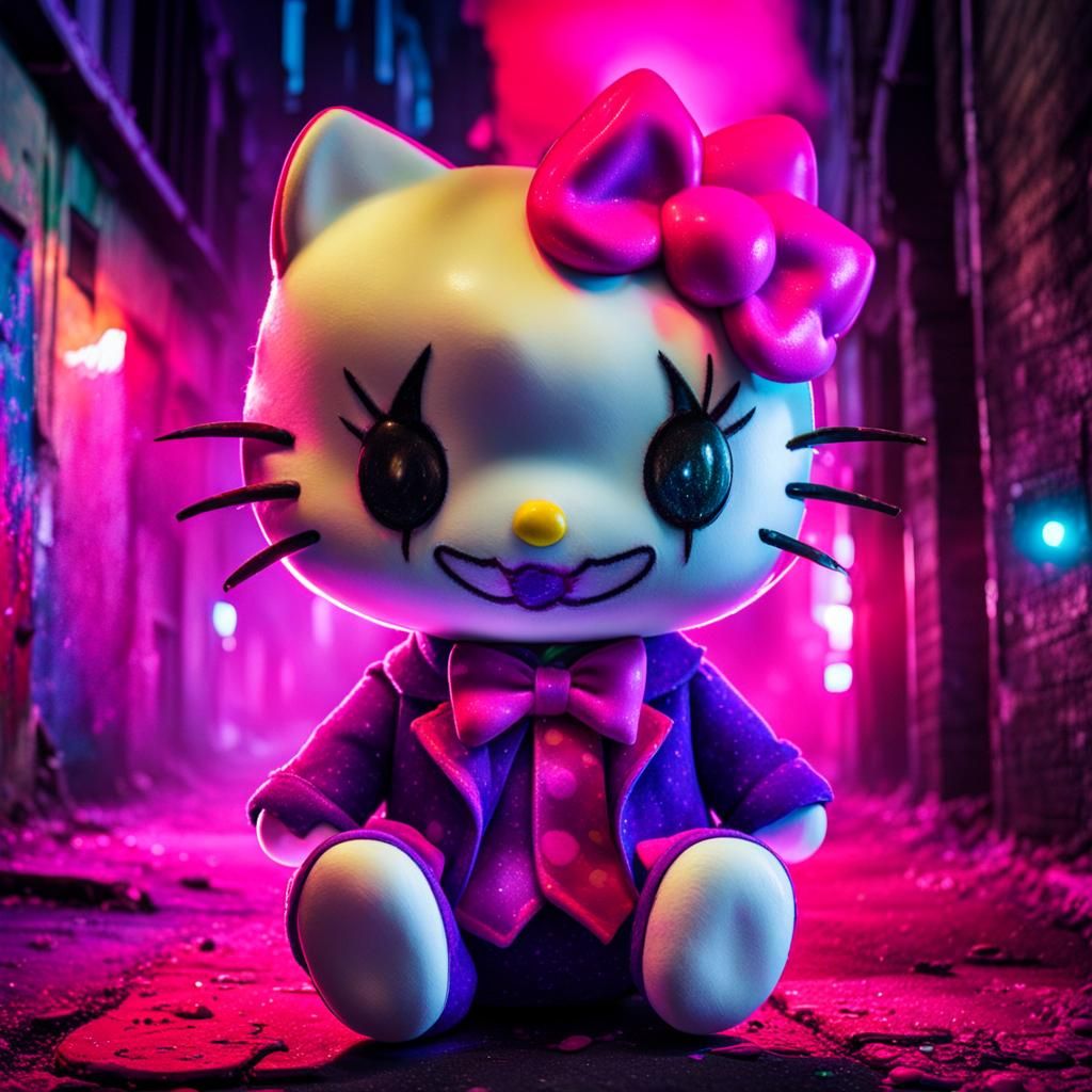 Hello Kitty Joker Portrait in Kawaii Surrealism