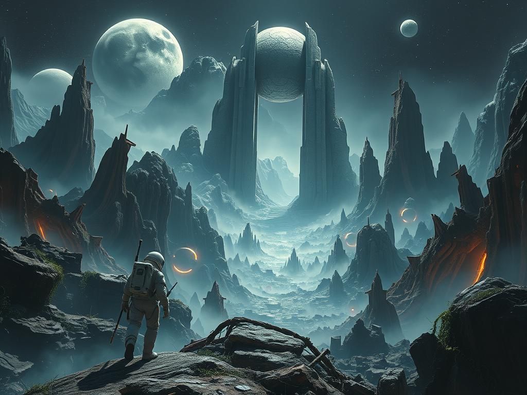 Astronaut Uncovers Ancient Alien City in Sci-Fi Landscape