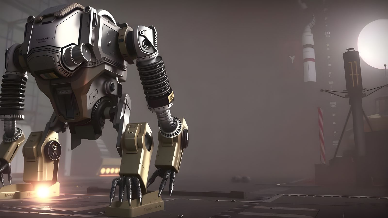 Cyberpunk Mech Details in Polished Metal