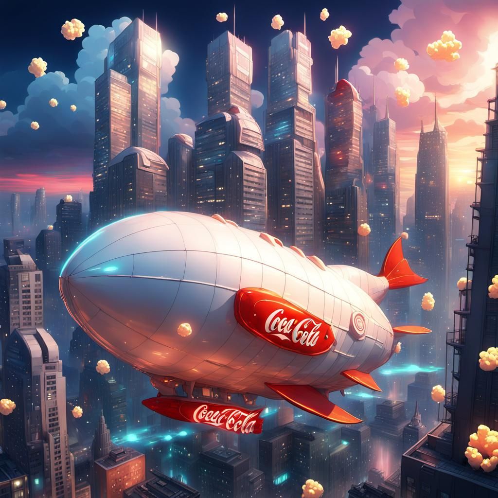 Koi Airship Over Popcorn Skyscrapers: Anime Sci-Fi