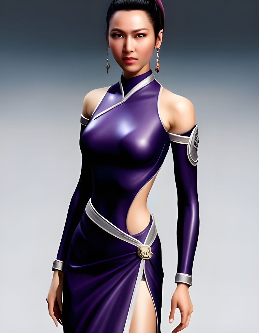 Li Mei in Violet Qipao: Hyperdetailed Portrait