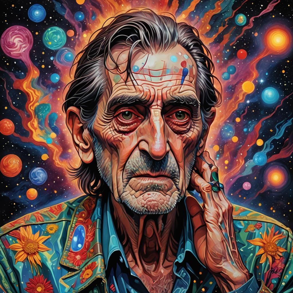 Harry Dean Stanton Sneeze: Cosmic Astral Illustration