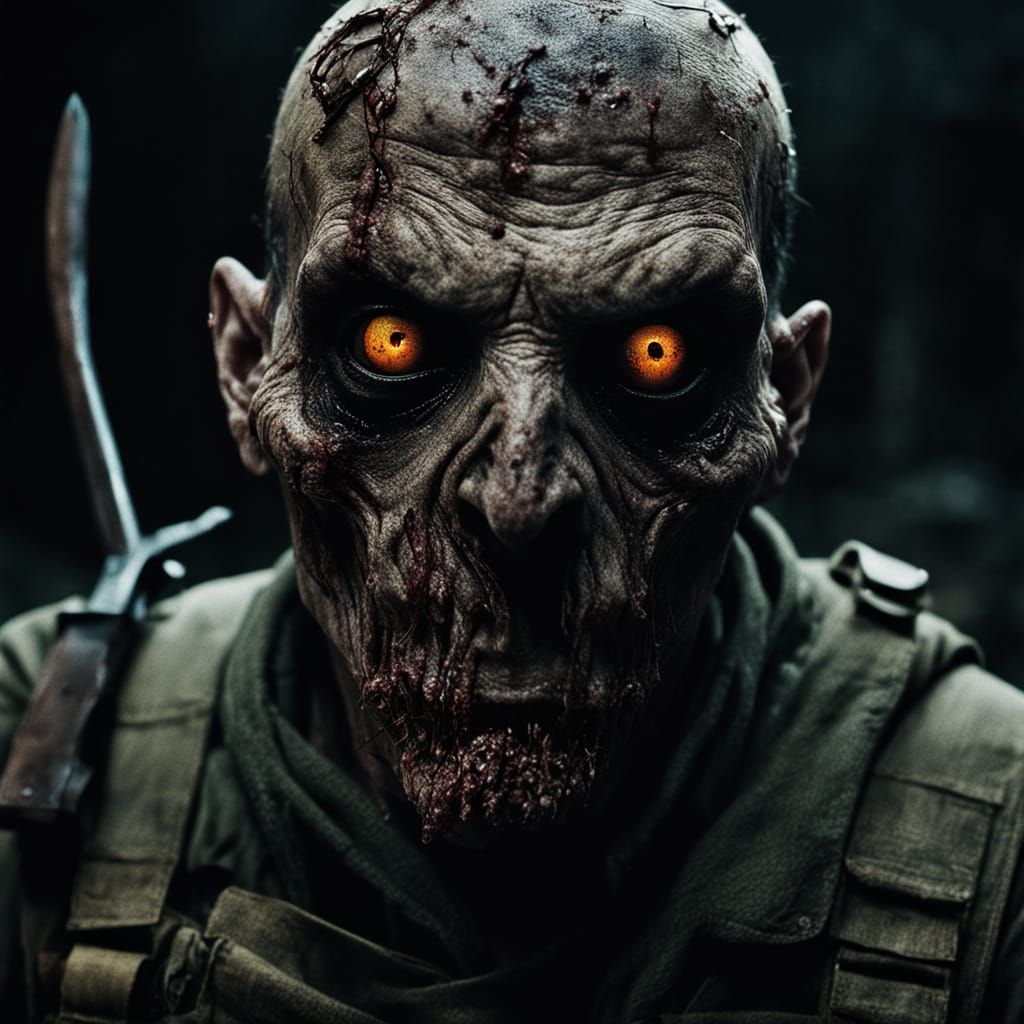 Twitching Soldier in Dark, Gritty Horror Scene