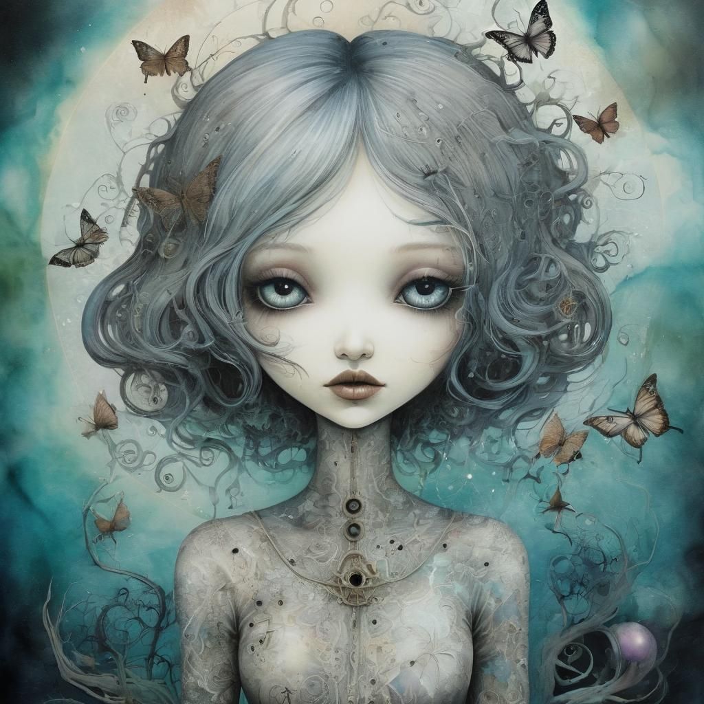 Surreal Dreamscape of an Empty Void, Alcohol Ink Art