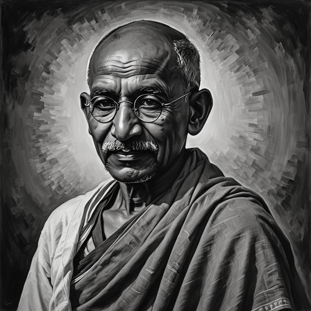 Striking Portrait of Mahatma Gandhi in Black and White