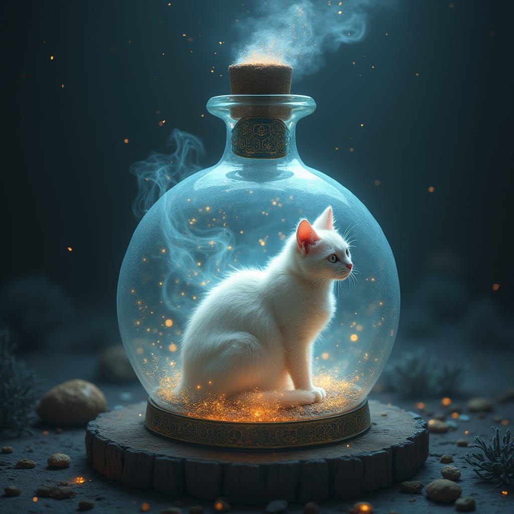 Ethereal Feline in Antique Glass