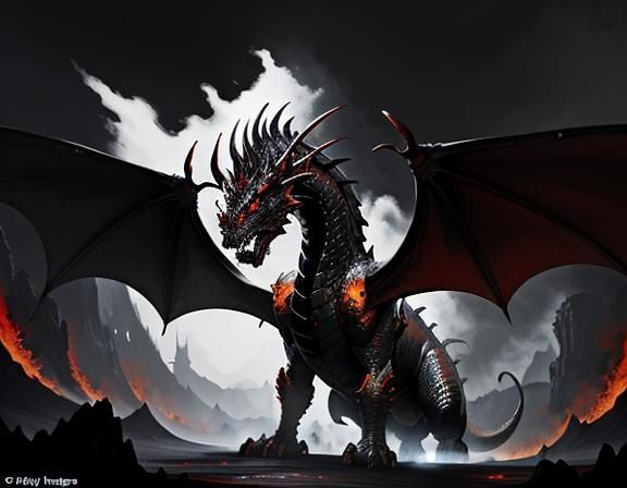 Fiery Dragon in Dynamic Fantasy Art Style