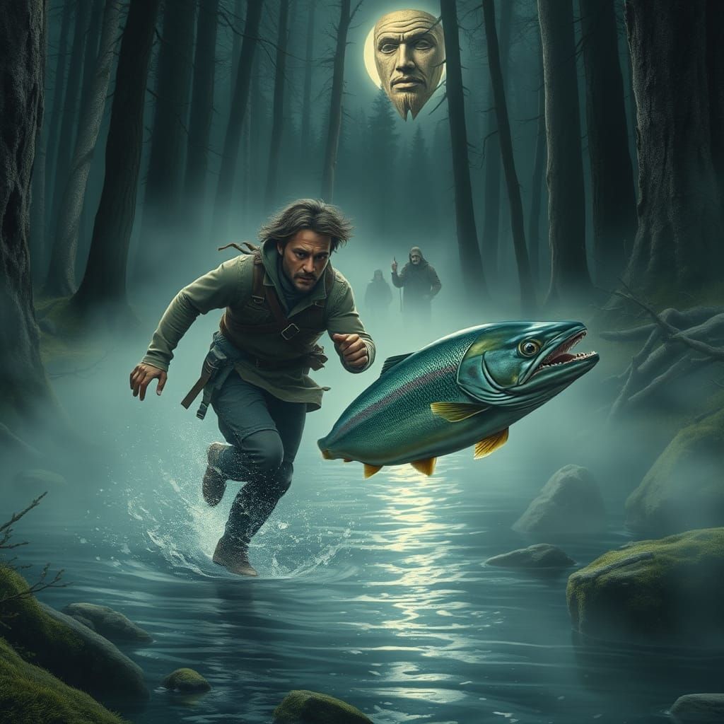 Ethereal Chase Through Misty Forest