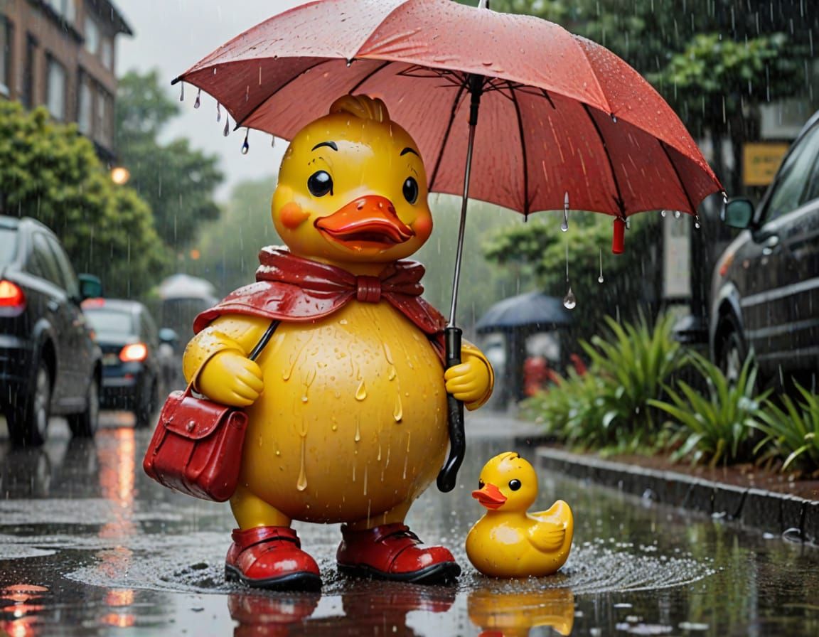 Quacking Goodbye to Rainy Days in Red Boots