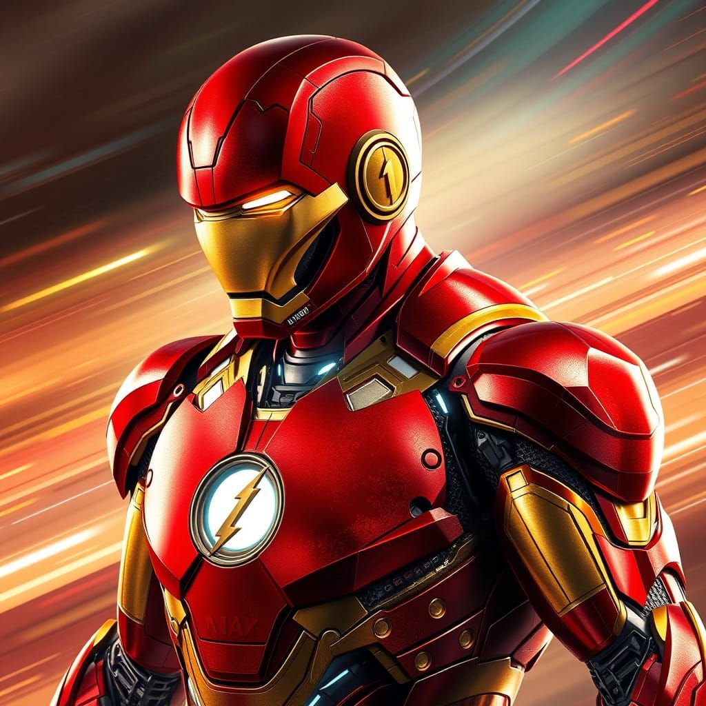Iron Flash: Cybernetic Hero in Dynamic Motion