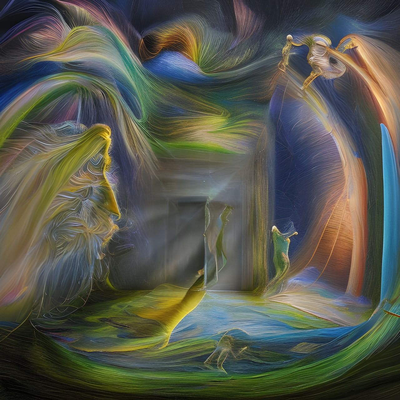 Cats on Antique Furniture with Dreamlike Lighting