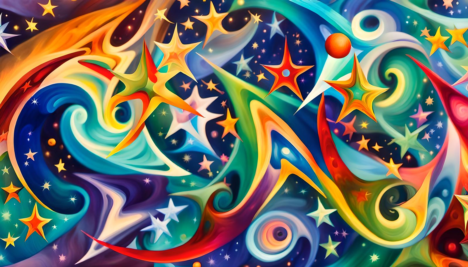 Iridescent Star Cluster Formation as Oil Painting