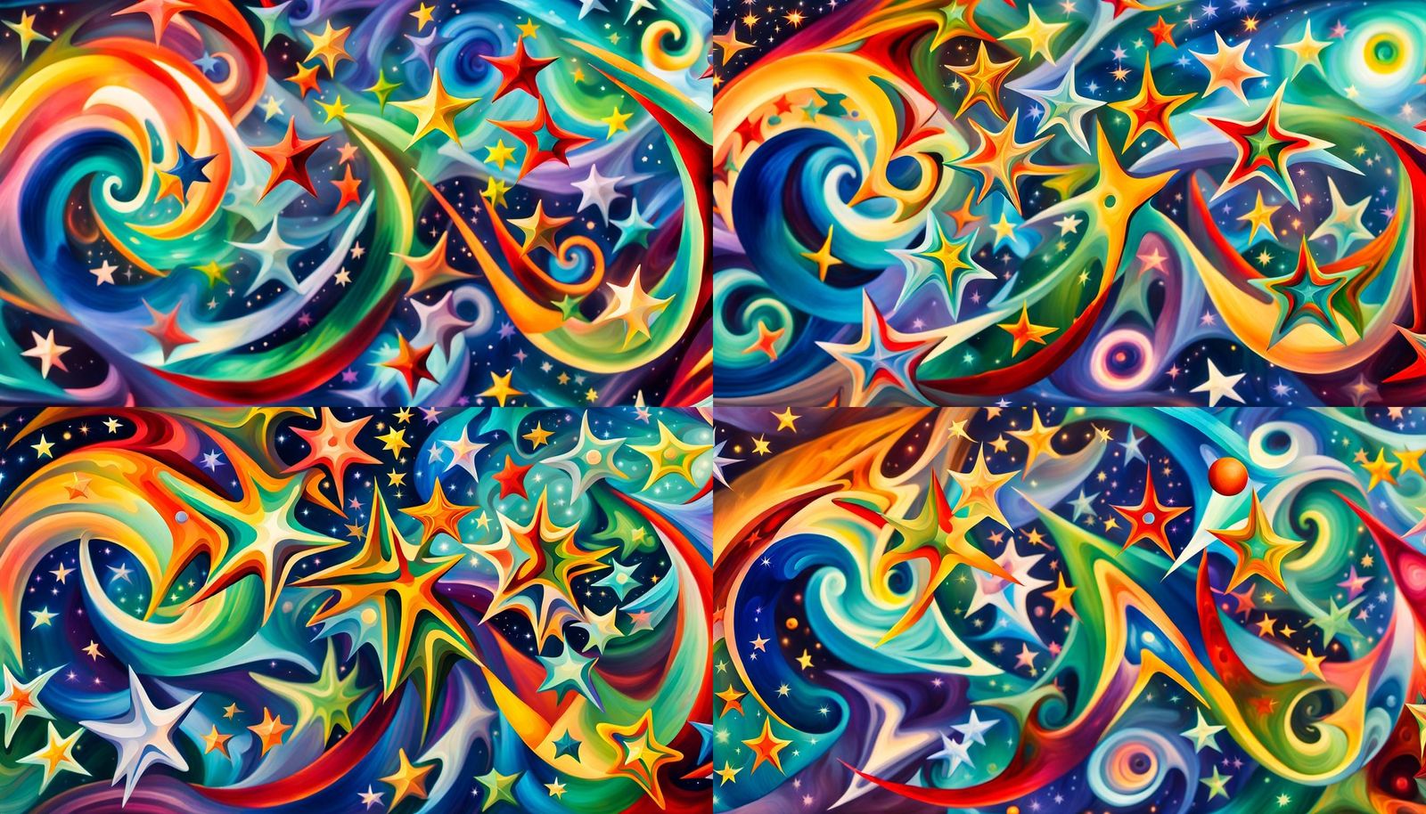 Iridescent Star Cluster Formation as Oil Painting