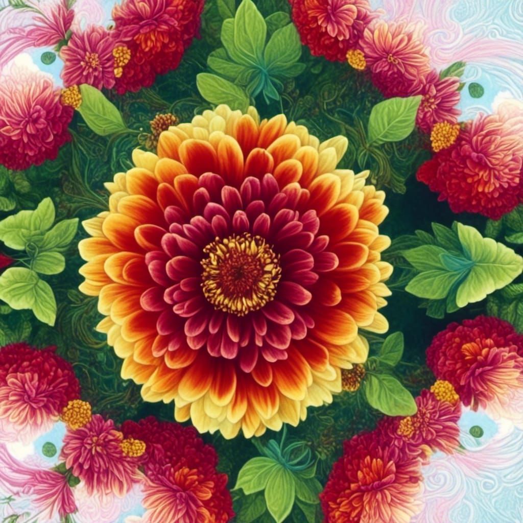 Zinnia Flower Mandala Design