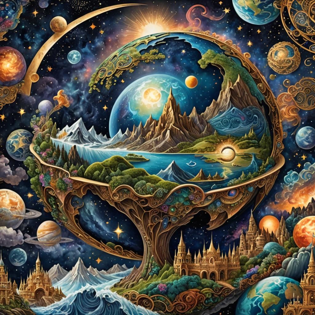 Cosmic Earth Globe in Space: 3D Rendered Masterpiece