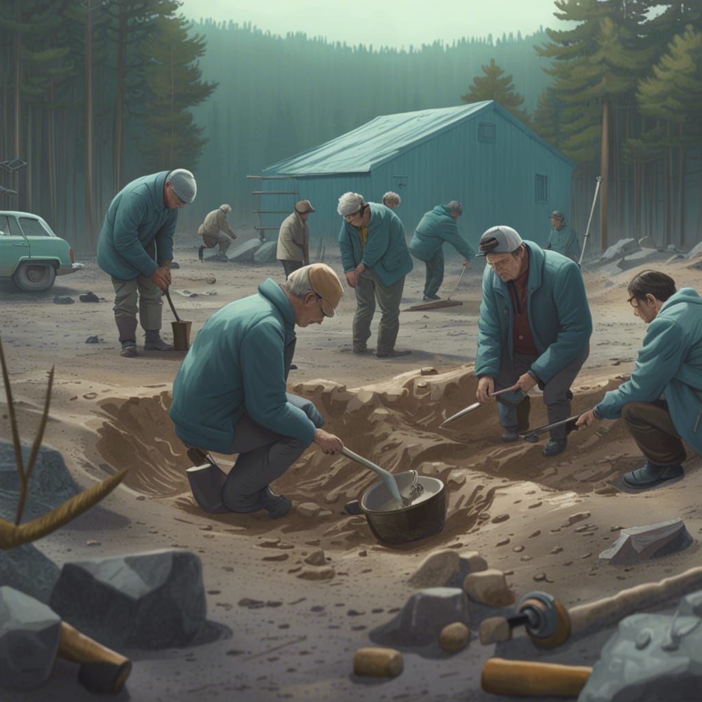 Dinosaur Fossil Excavation in Digital Matte Painting