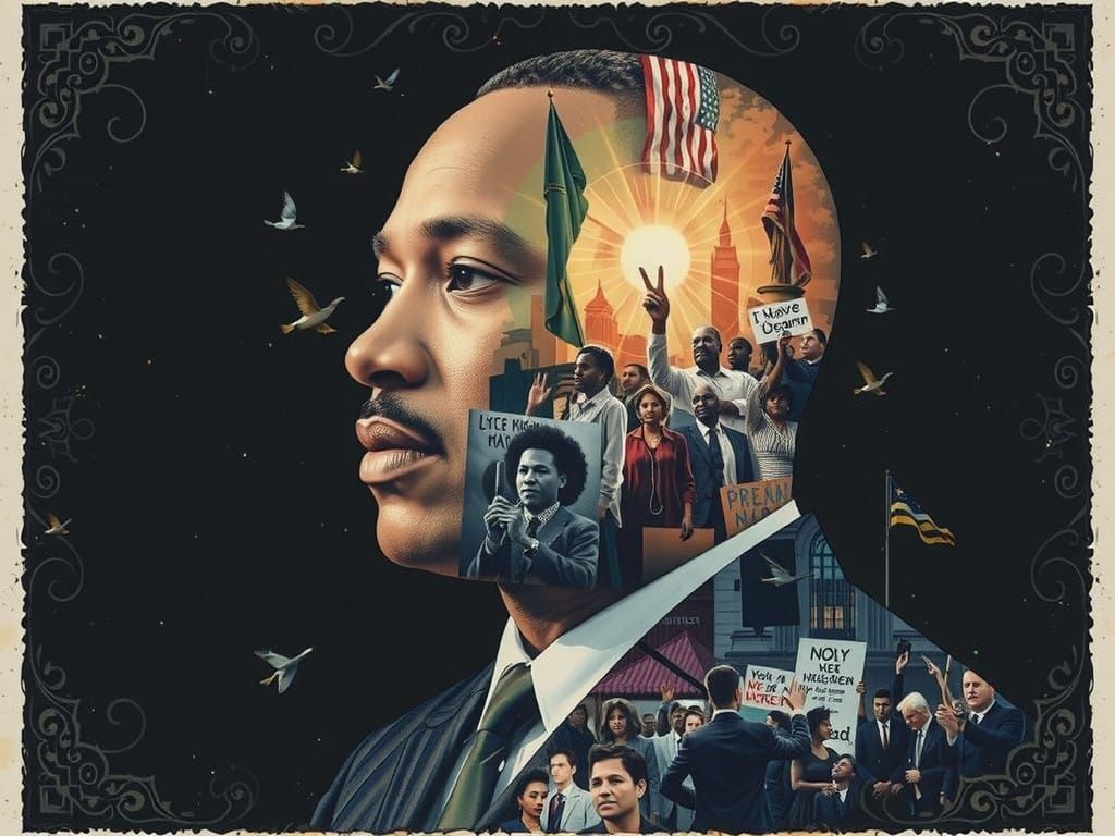 Martin Luther King Jr. in Vibrant Double Exposure Art